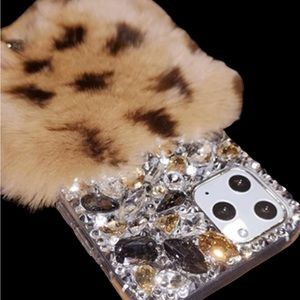 Rhinestone fluffy phone case